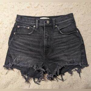 Abercrombie & Fitch The Mom Short High Rise Black Distressed Short Shorts sz 24